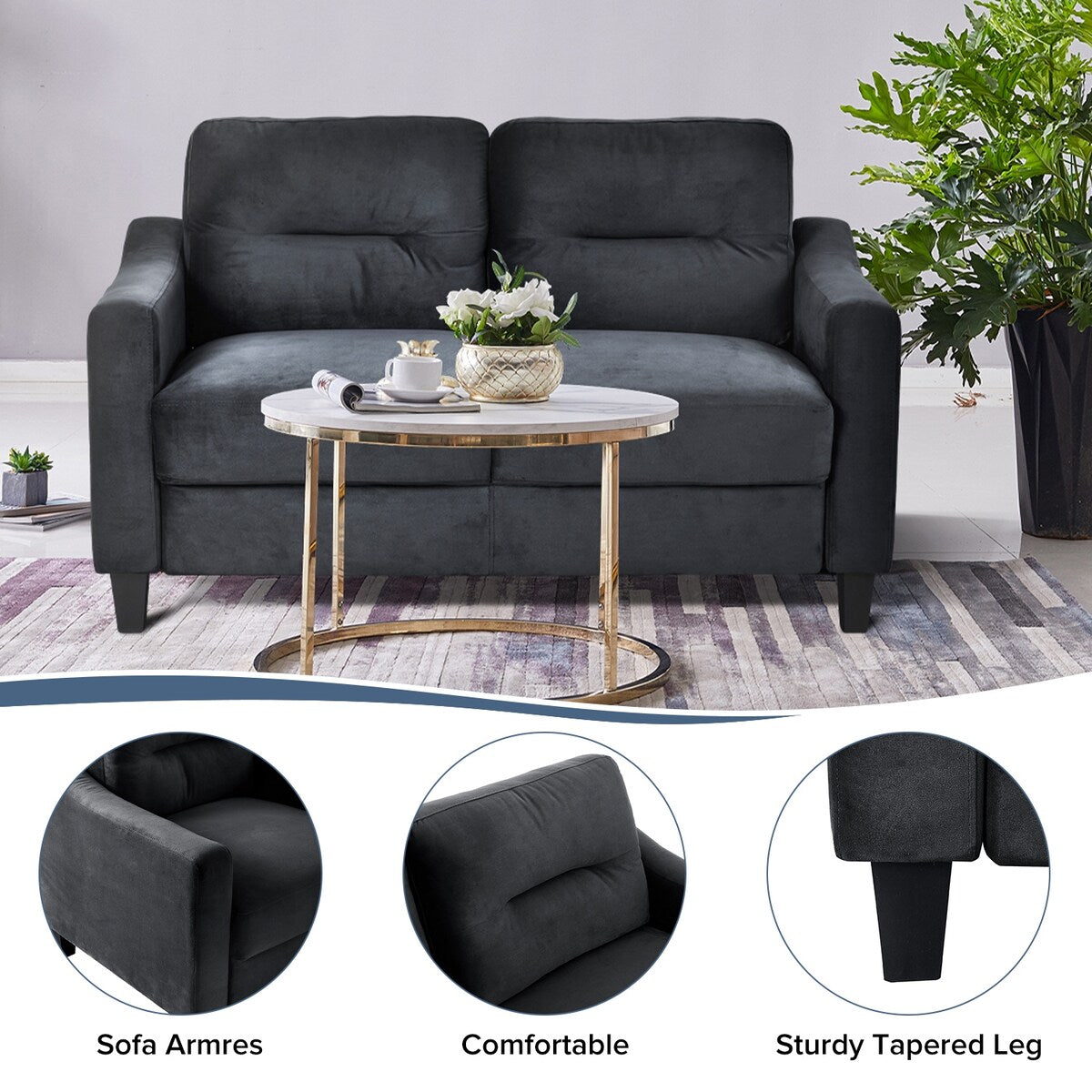 Roomfitters Comfortable Sectional Seater Couch and Sofa Set for Living Room, Bedroom, Office | Small Space Furniture