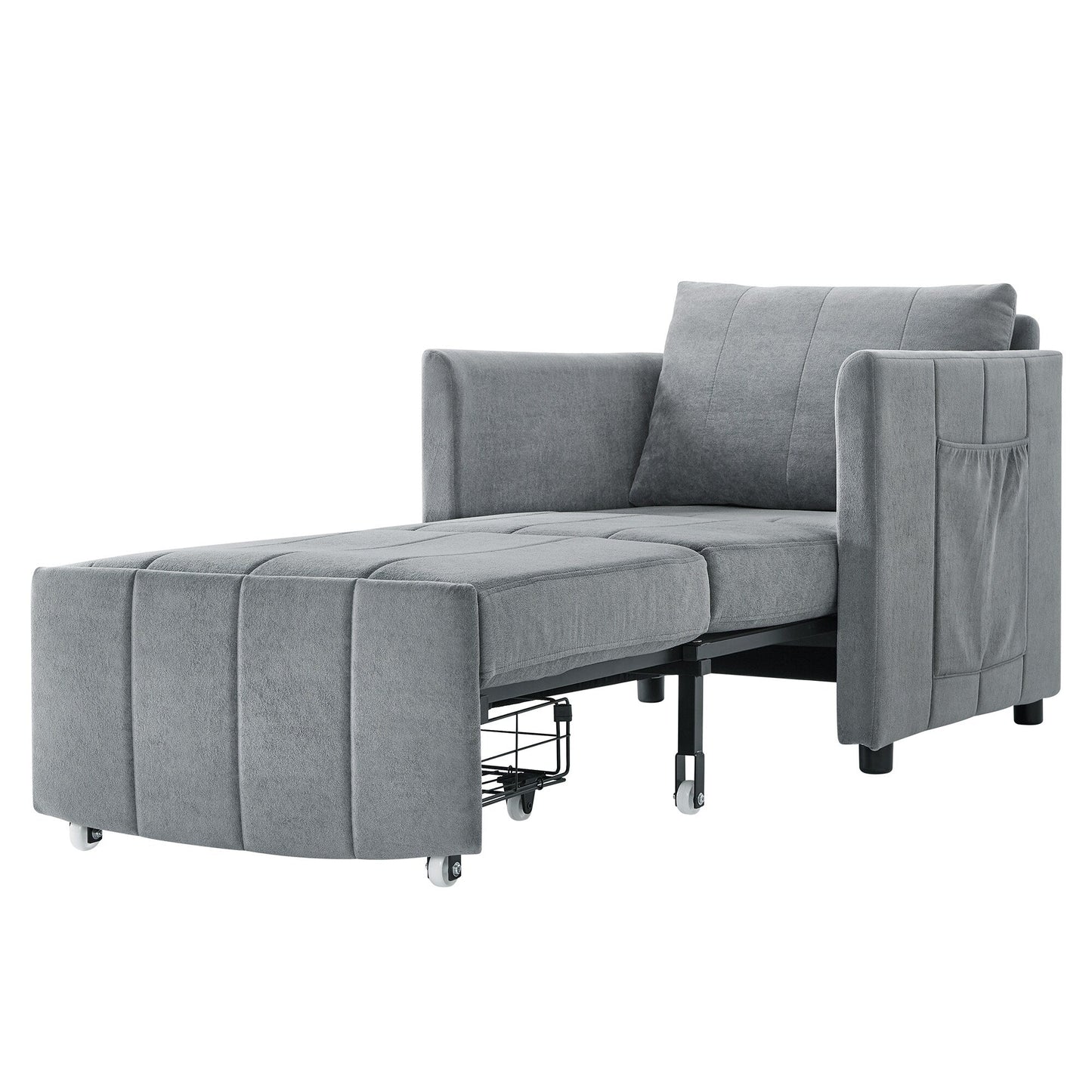 Roomfitters Convertible Sleeper Sofa with Pull-Out Bed 5-Position Adjustable Backrest Side Pockets & Storage Basket
