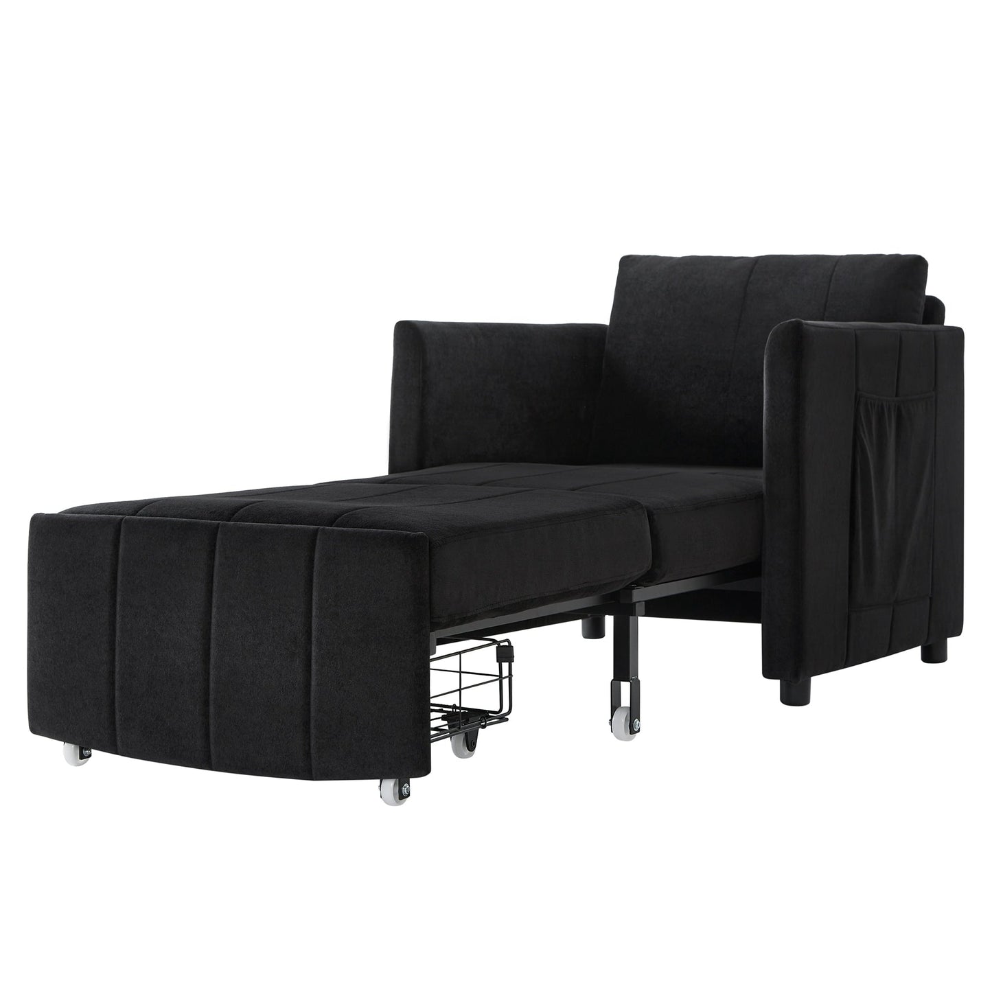 Roomfitters Convertible Sleeper Sofa with Pull-Out Bed 5-Position Adjustable Backrest Side Pockets & Storage Basket