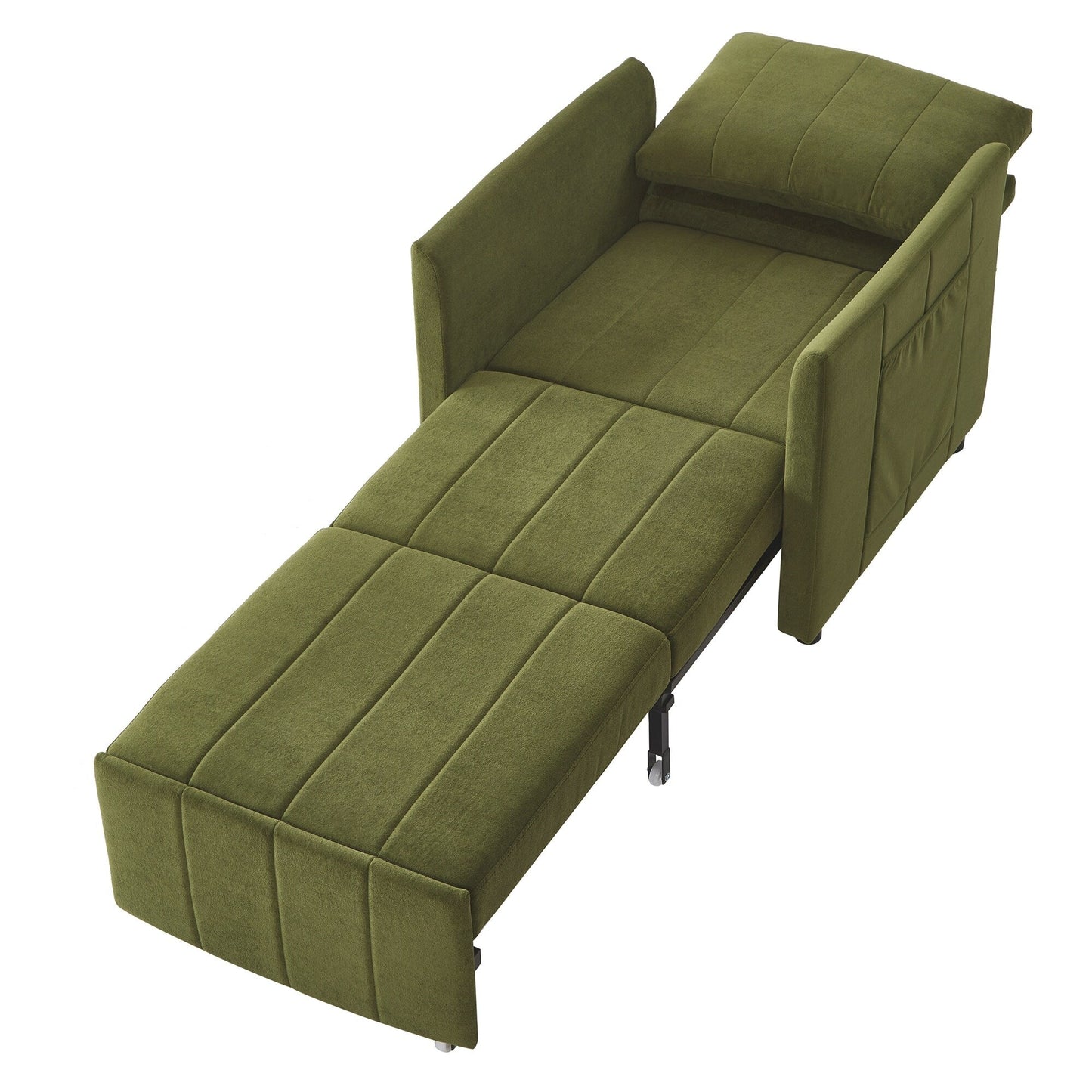 Roomfitters Convertible Sleeper Sofa with Pull-Out Bed 5-Position Adjustable Backrest Side Pockets & Storage Basket