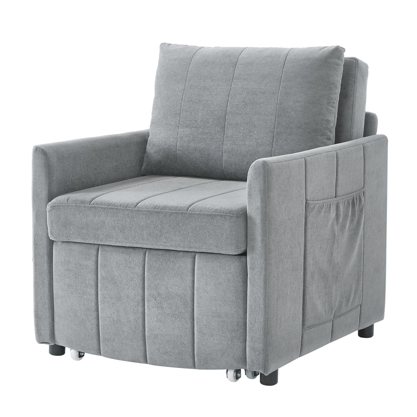 Roomfitters Convertible Sleeper Sofa with Pull-Out Bed 5-Position Adjustable Backrest Side Pockets & Storage Basket