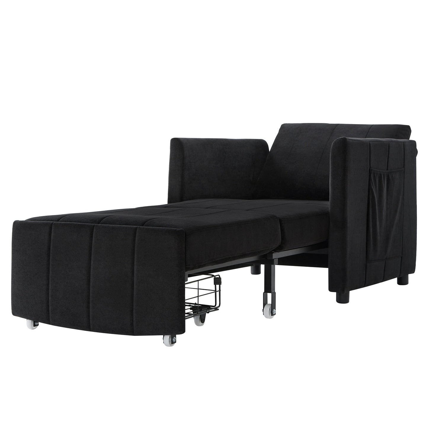 Roomfitters Convertible Sleeper Sofa with Pull-Out Bed 5-Position Adjustable Backrest Side Pockets & Storage Basket