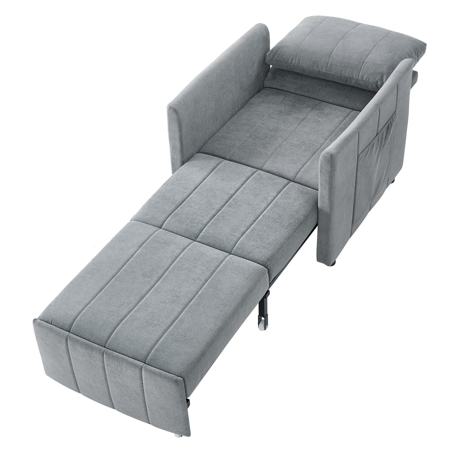 Roomfitters Convertible Sleeper Sofa with Pull-Out Bed 5-Position Adjustable Backrest Side Pockets & Storage Basket