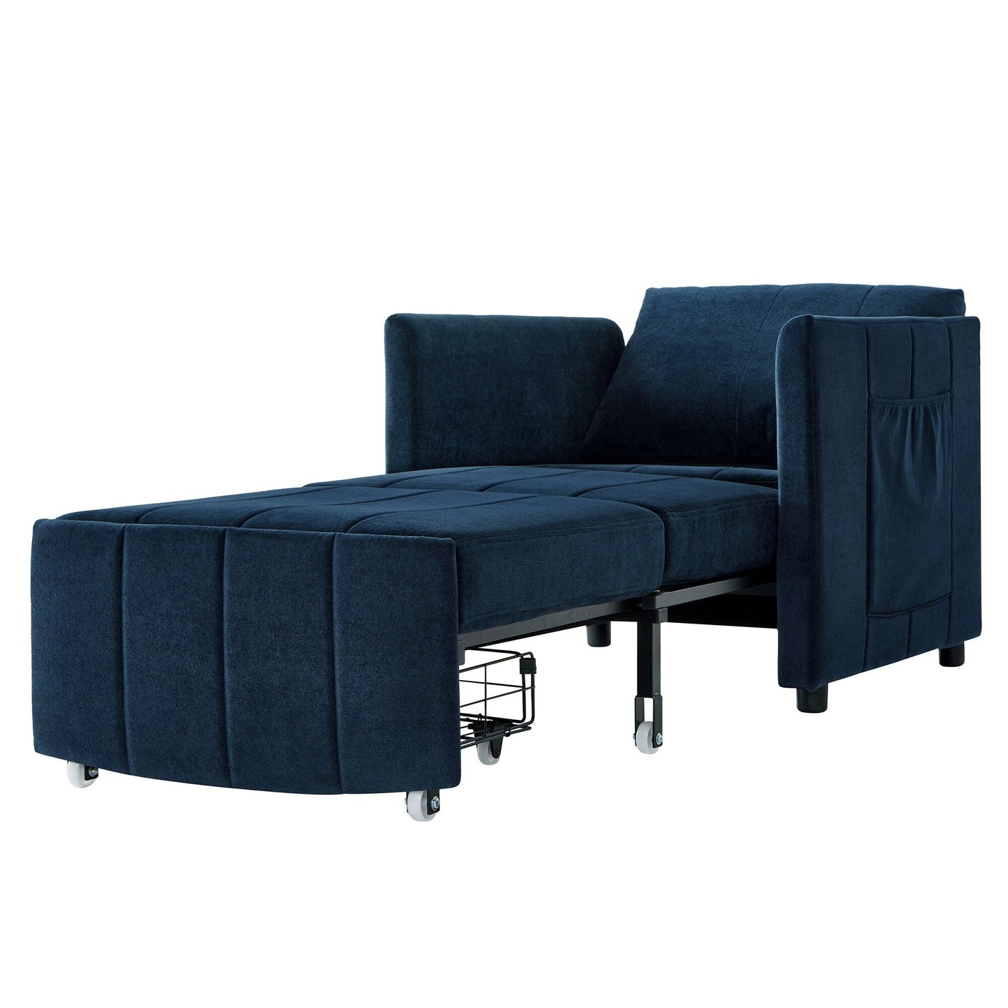 Roomfitters Convertible Sleeper Sofa with Pull-Out Bed 5-Position Adjustable Backrest Side Pockets & Storage Basket