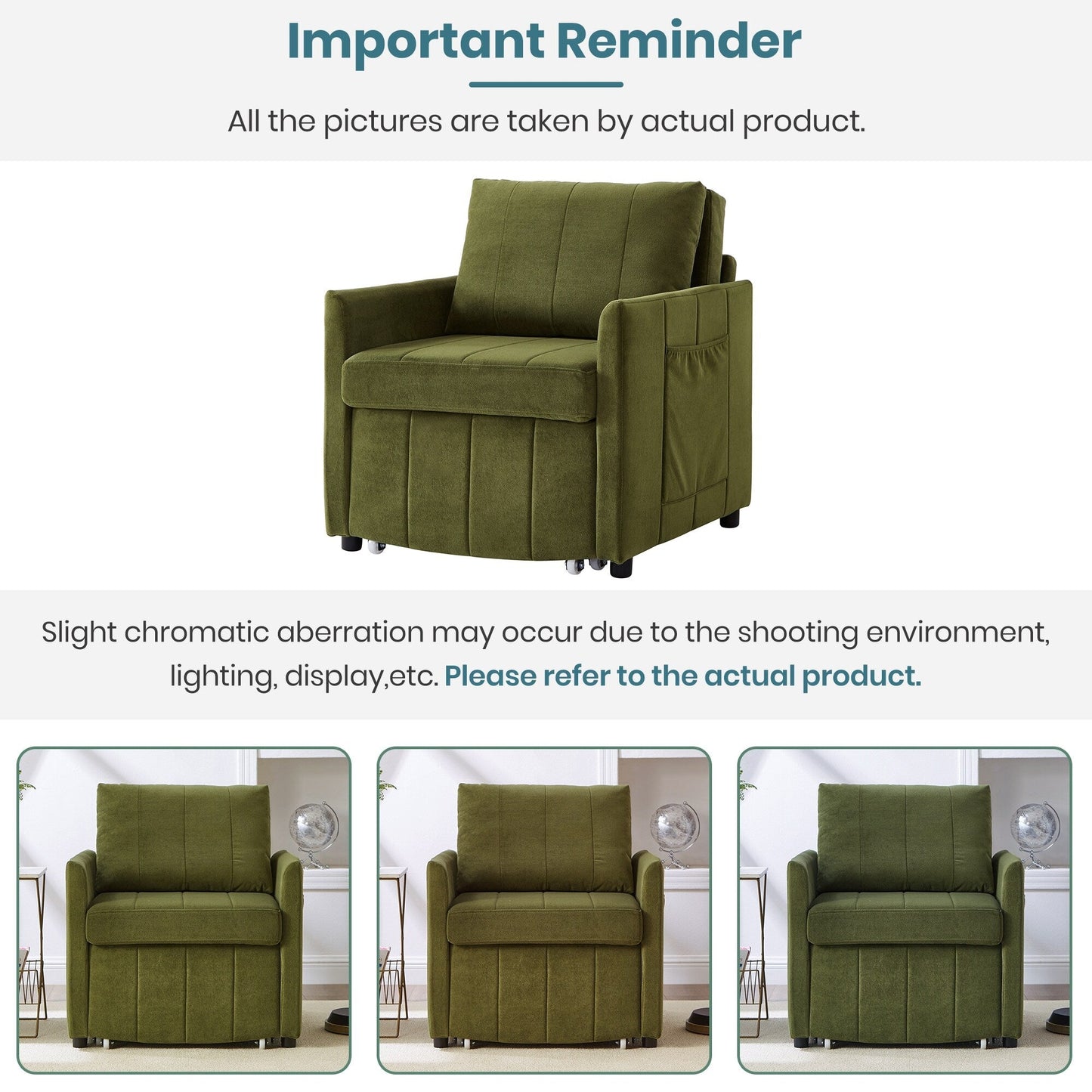 Roomfitters Convertible Sleeper Sofa with Pull-Out Bed 5-Position Adjustable Backrest Side Pockets & Storage Basket