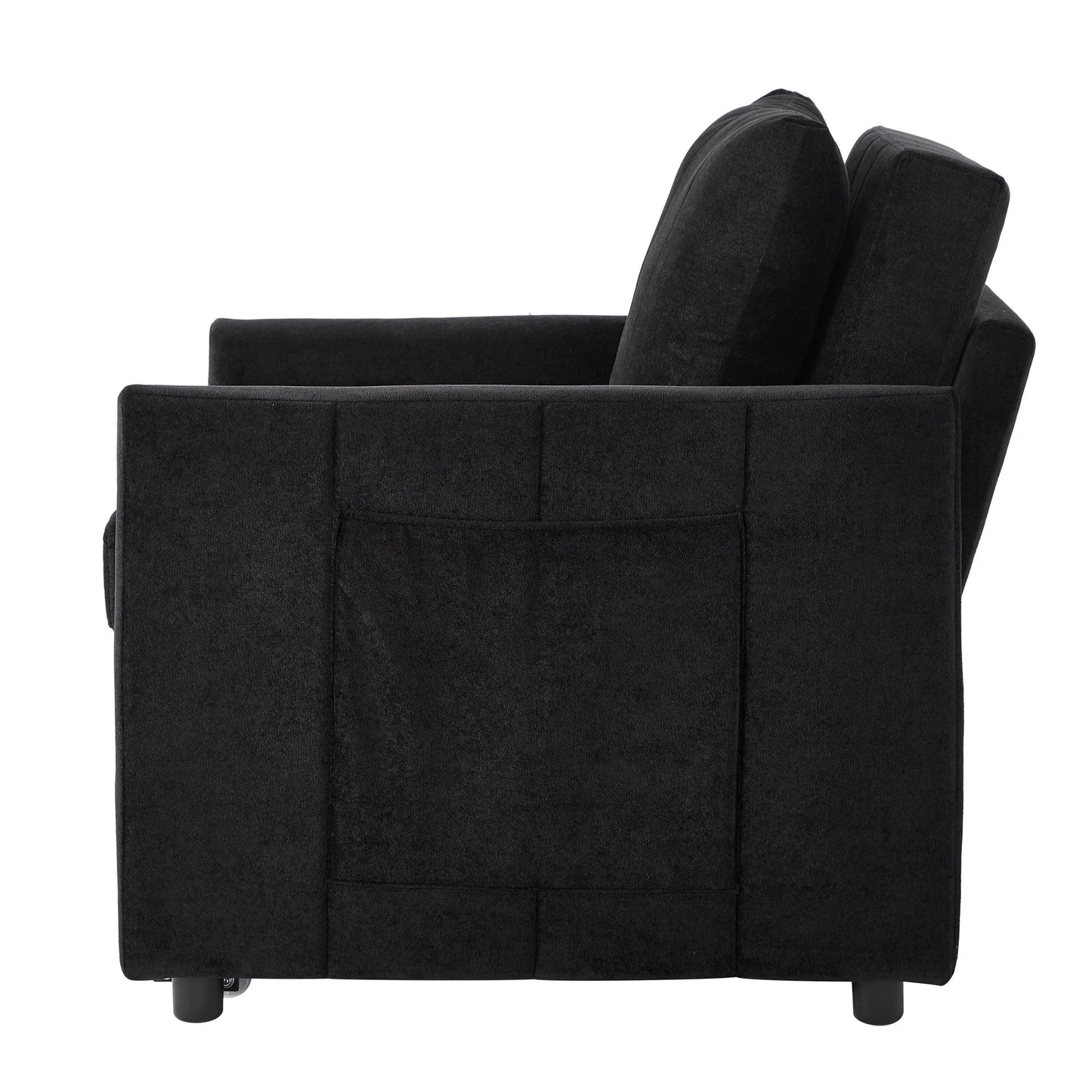 Roomfitters Convertible Sleeper Sofa with Pull-Out Bed 5-Position Adjustable Backrest Side Pockets & Storage Basket