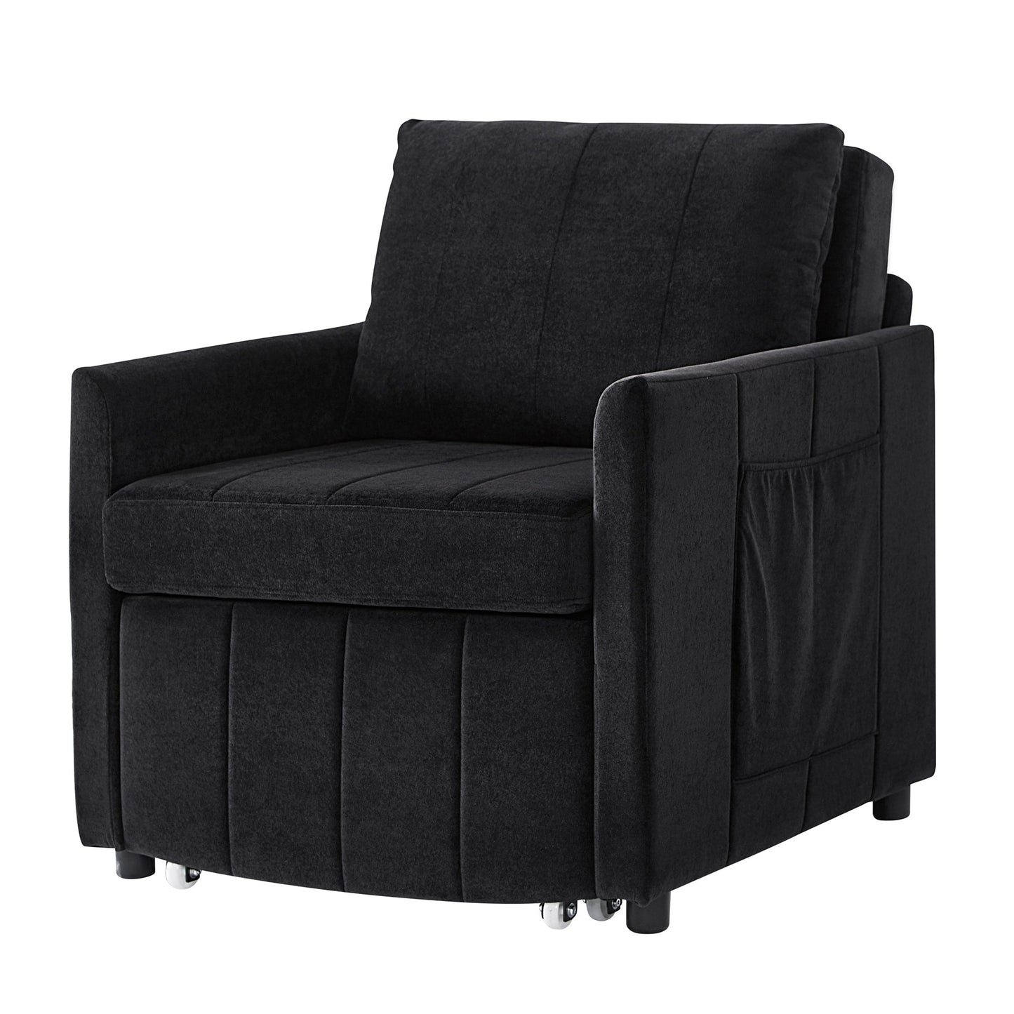 Roomfitters Convertible Sleeper Sofa with Pull-Out Bed 5-Position Adjustable Backrest Side Pockets & Storage Basket