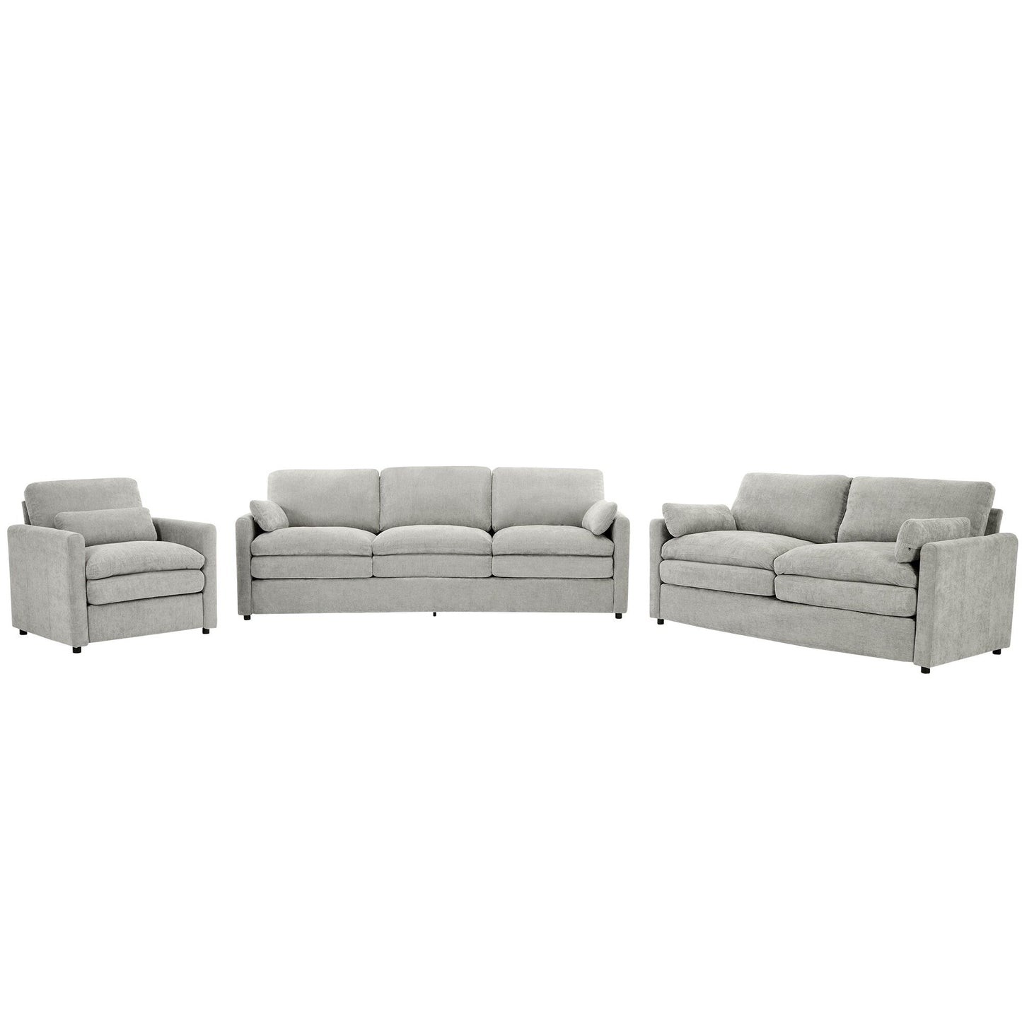 Roomfitters Cozy Oversized Cloud Sofa Group Upholstered 3-Piece Set with Double Plush Cushions for Living Room