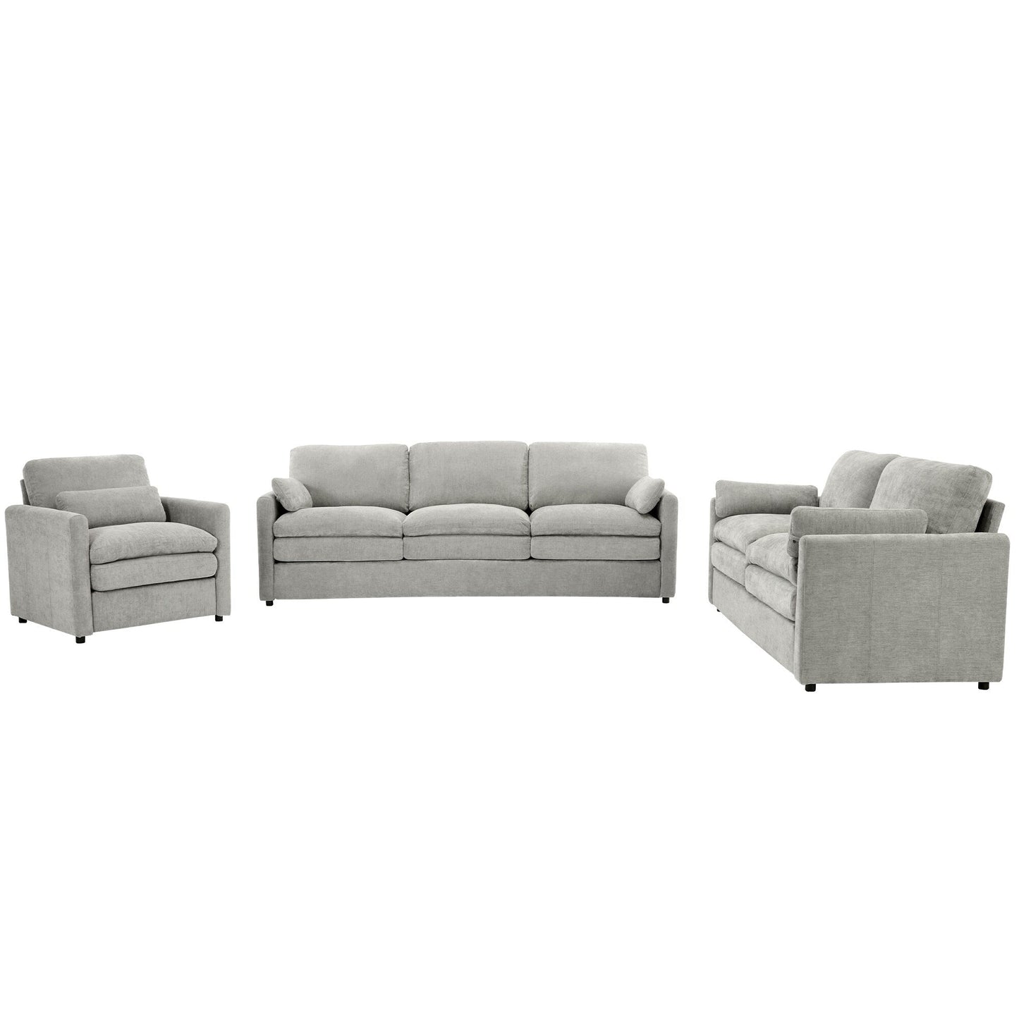 Roomfitters Cozy Oversized Cloud Sofa Group Upholstered 3-Piece Set with Double Plush Cushions for Living Room