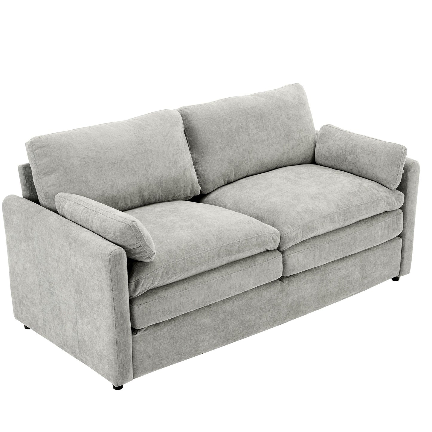 Roomfitters Cozy Oversized Upholstered Loveseat Cloud Sofa with Plush Double Cushion for Living Room, Light Grey