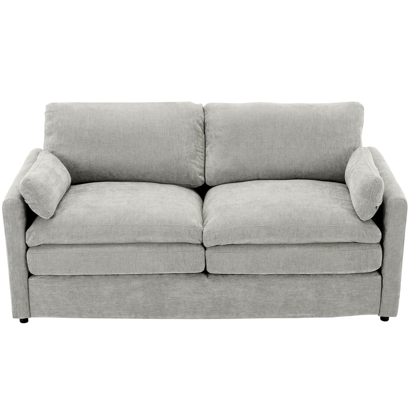 Roomfitters Cozy Oversized Upholstered Loveseat Cloud Sofa with Plush Double Cushion for Living Room, Light Grey