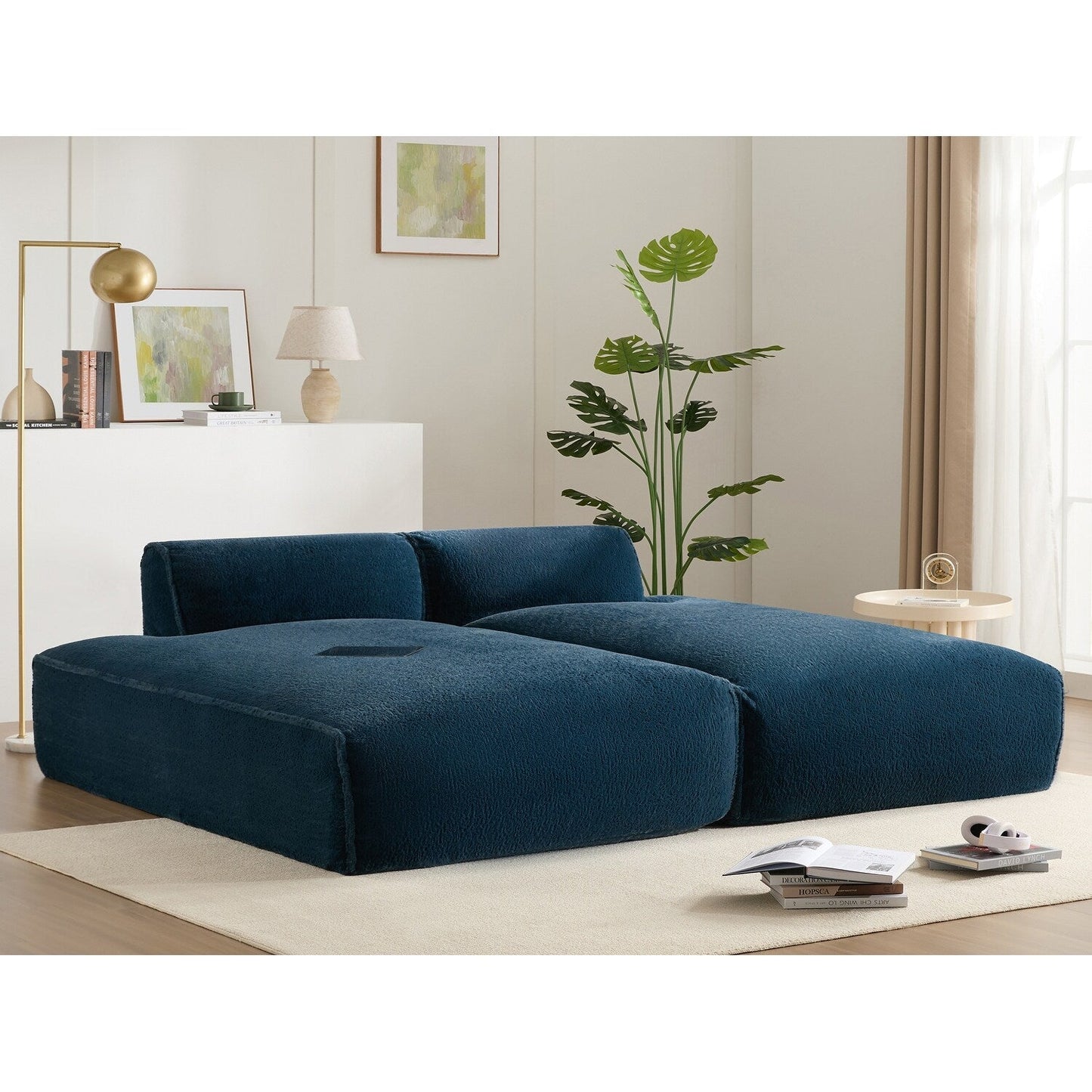 Roomfitters Foam-Filled Modular Sofa Bed with 2-Piece Free Layout, Compressed and No Assembly Floor Couch