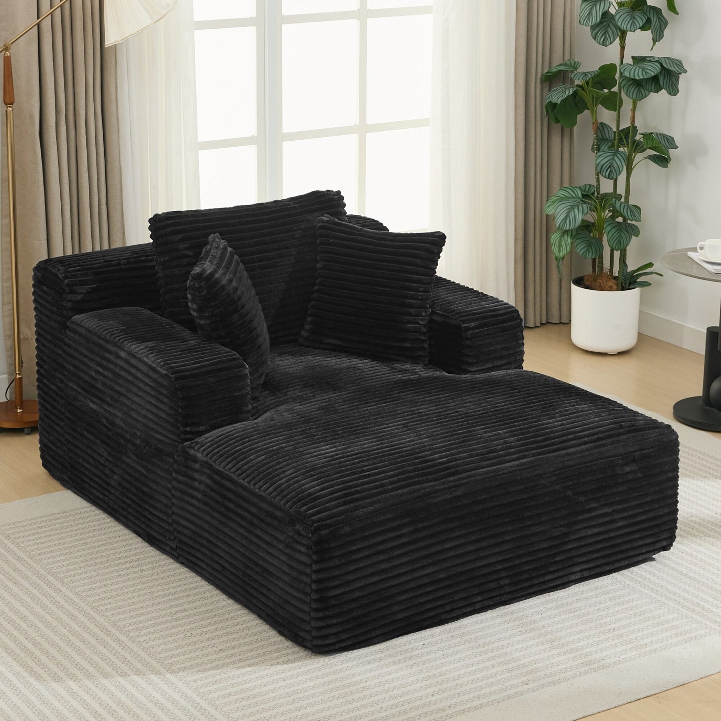 Roomfitters Full-Compressed Chaise Lounge Sleeper Sofa with Removable Pillows Modern Upholstered Couch