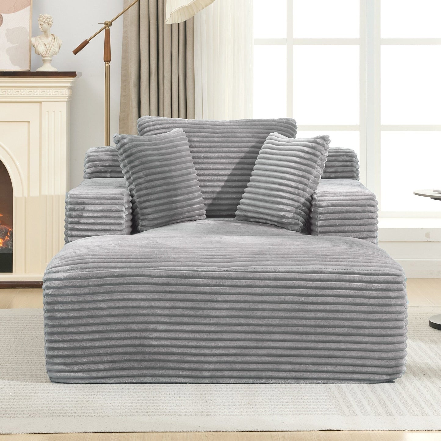 Roomfitters Full-Compressed Chaise Lounge Sleeper Sofa with Removable Pillows Modern Upholstered Couch