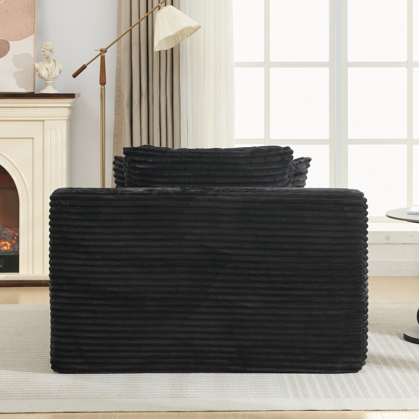 Roomfitters Full-Compressed Chaise Lounge Sleeper Sofa with Removable Pillows Modern Upholstered Couch