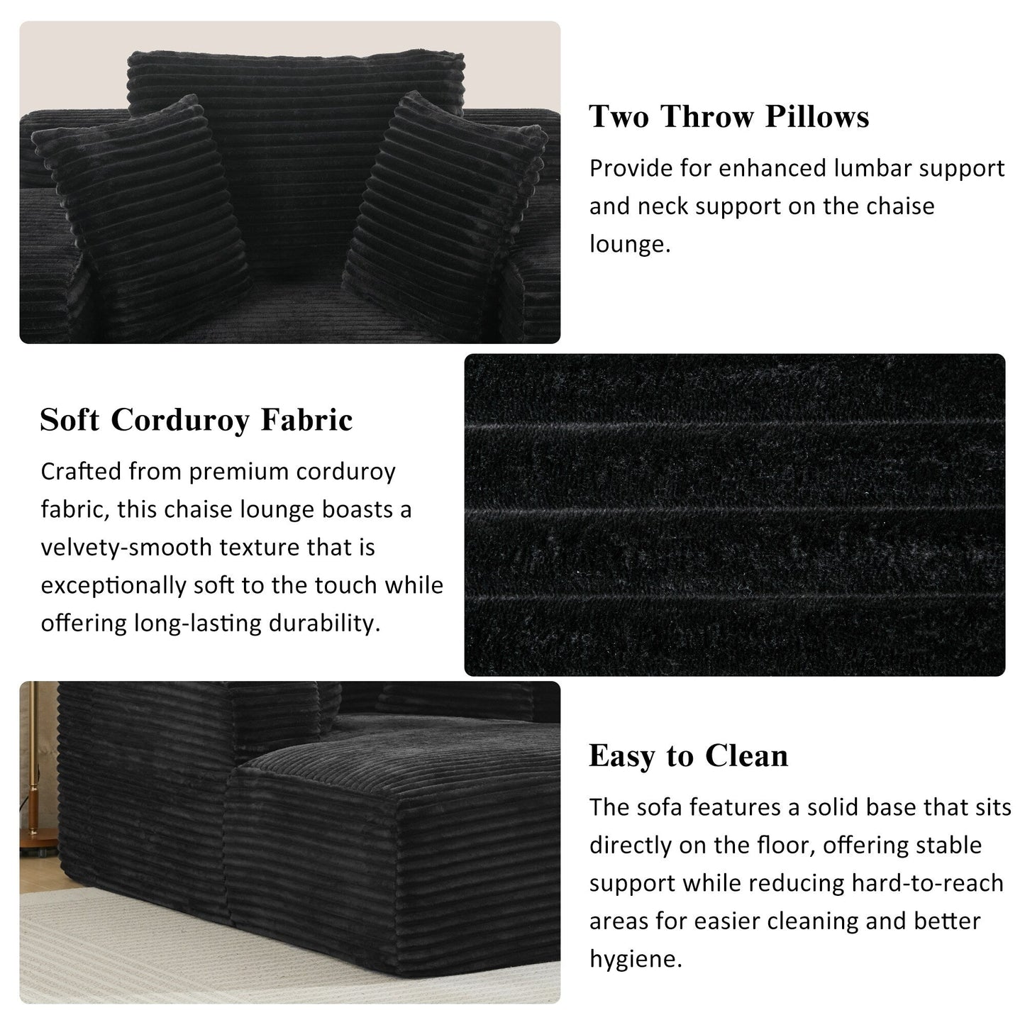 Roomfitters Full-Compressed Chaise Lounge Sleeper Sofa with Removable Pillows Modern Upholstered Couch