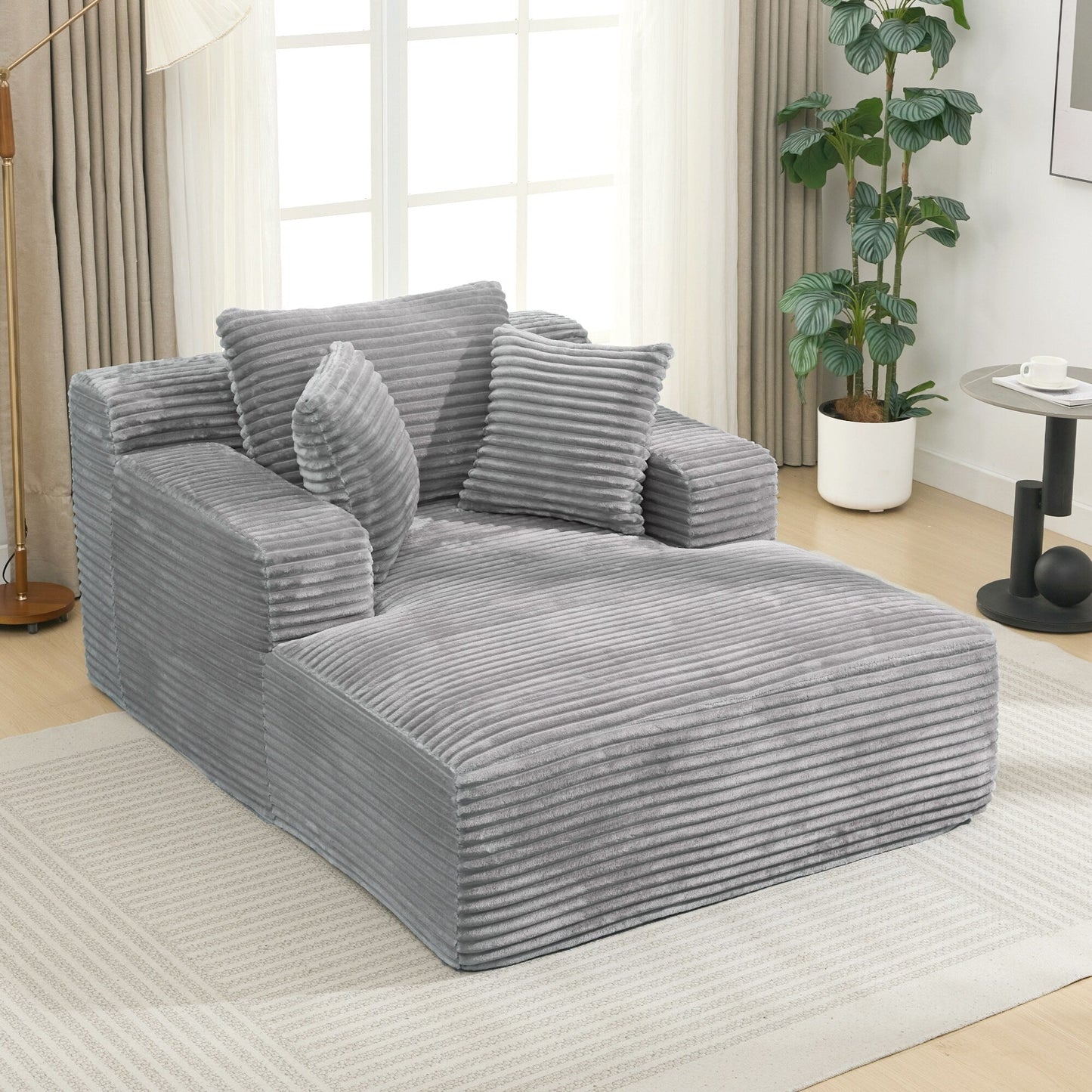 Roomfitters Full-Compressed Chaise Lounge Sleeper Sofa with Removable Pillows Modern Upholstered Couch