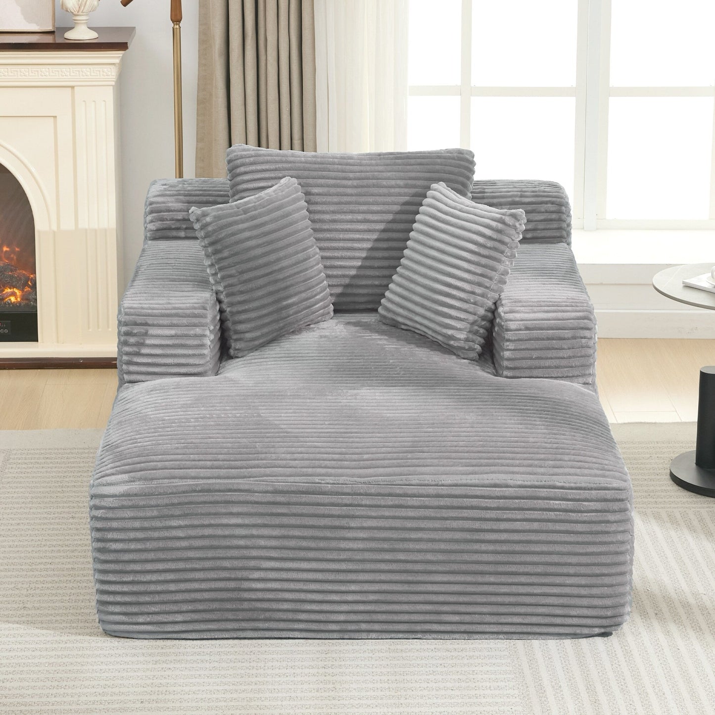 Roomfitters Full-Compressed Chaise Lounge Sleeper Sofa with Removable Pillows Modern Upholstered Couch