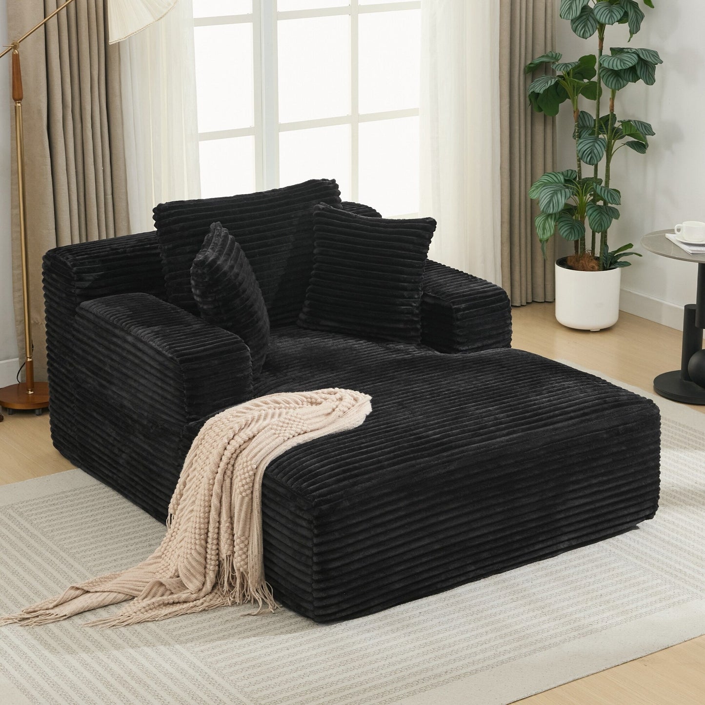 Roomfitters Full-Compressed Chaise Lounge Sleeper Sofa with Removable Pillows Modern Upholstered Couch