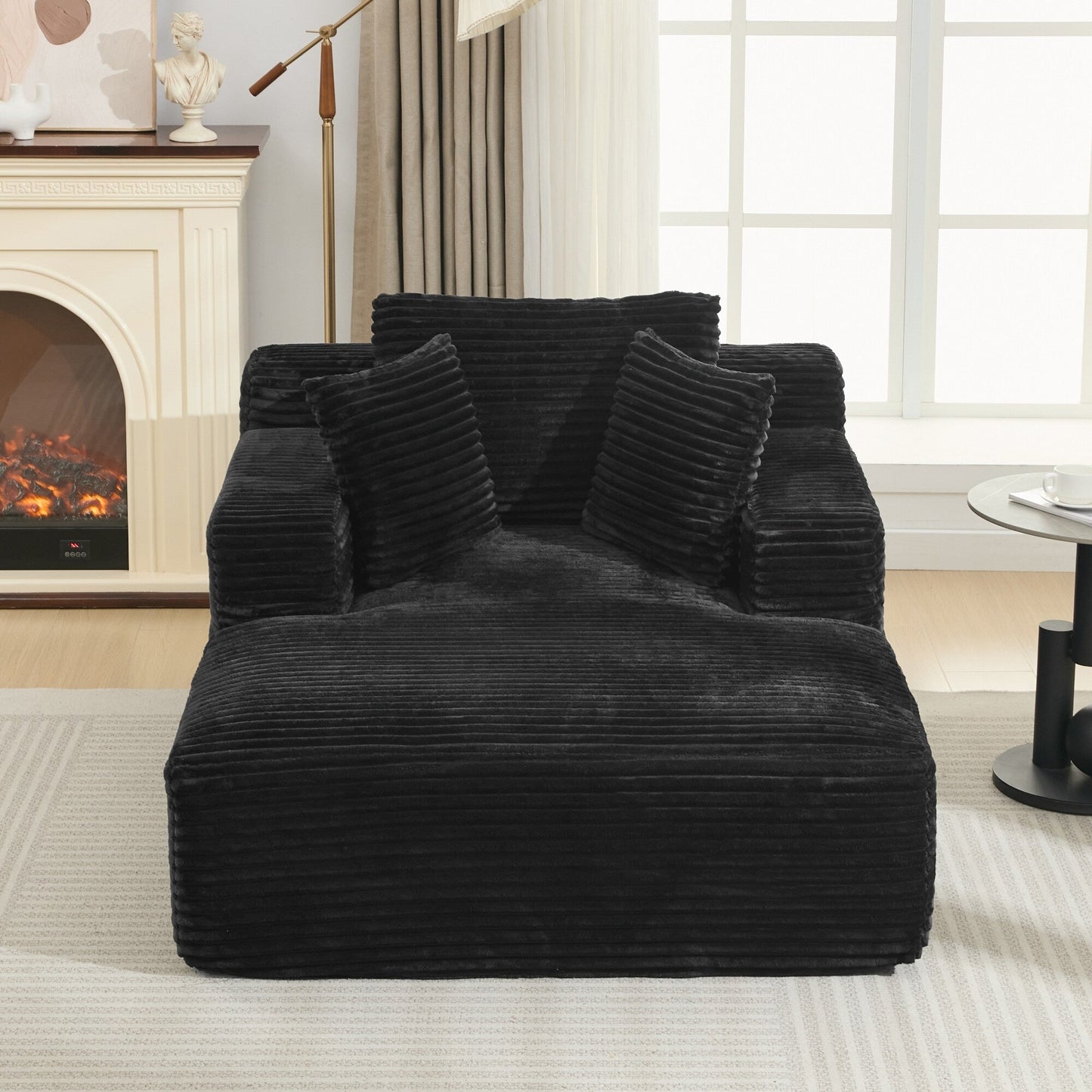 Roomfitters Full-Compressed Chaise Lounge Sleeper Sofa with Removable Pillows Modern Upholstered Couch