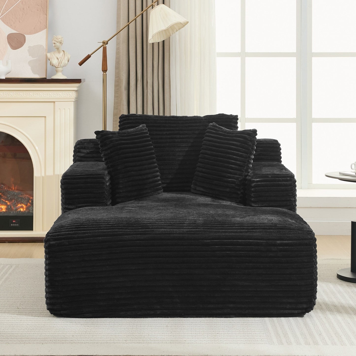 Roomfitters Full-Compressed Chaise Lounge Sleeper Sofa with Removable Pillows Modern Upholstered Couch