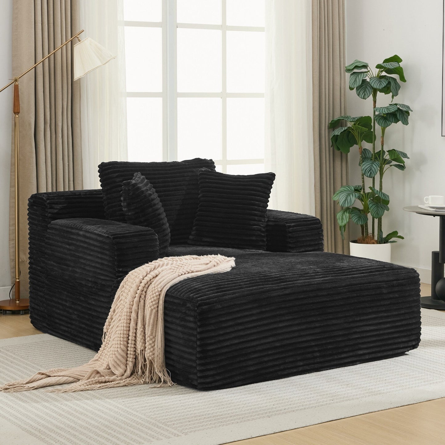 Roomfitters Full-Compressed Chaise Lounge Sleeper Sofa with Removable Pillows Modern Upholstered Couch