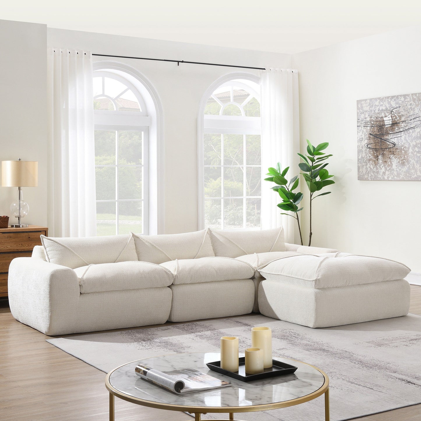 Roomfitters Fully Compressed Sofa with High-Density Foam, Legless Frame-Free Seat and Backrest, No Assembly Needed