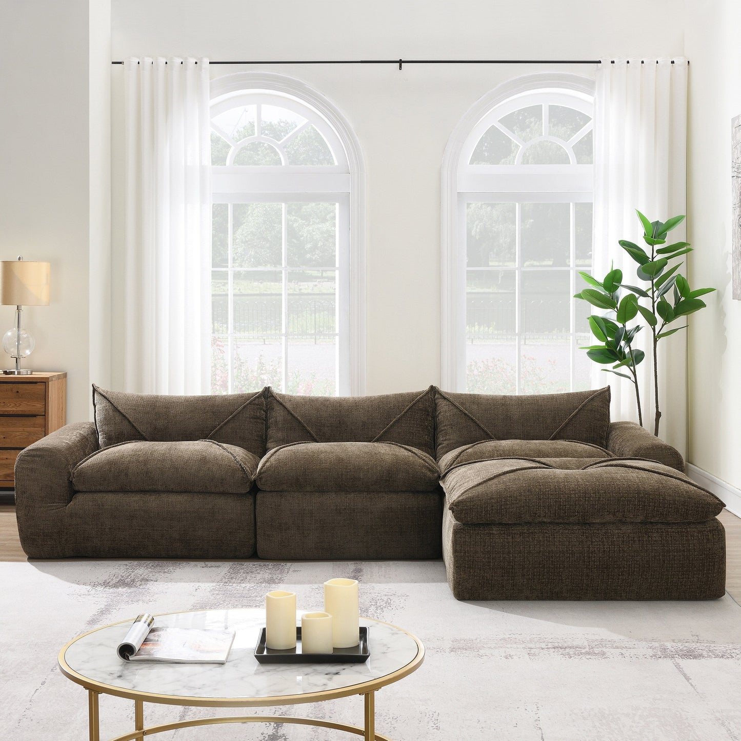 Roomfitters Fully Compressed Sofa with High-Density Foam, Legless Frame-Free Seat and Backrest, No Assembly Needed