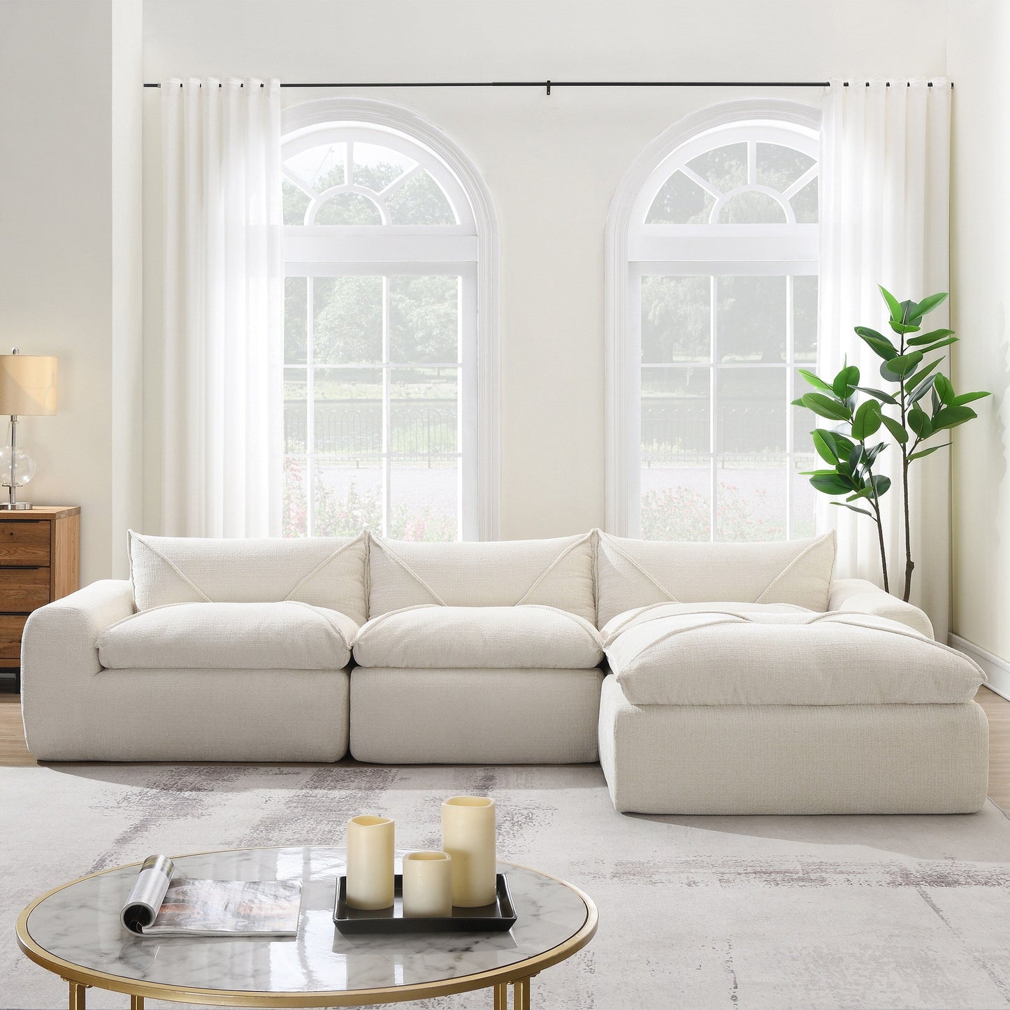 Roomfitters Fully Compressed Sofa with High-Density Foam, Legless Frame-Free Seat and Backrest, No Assembly Needed