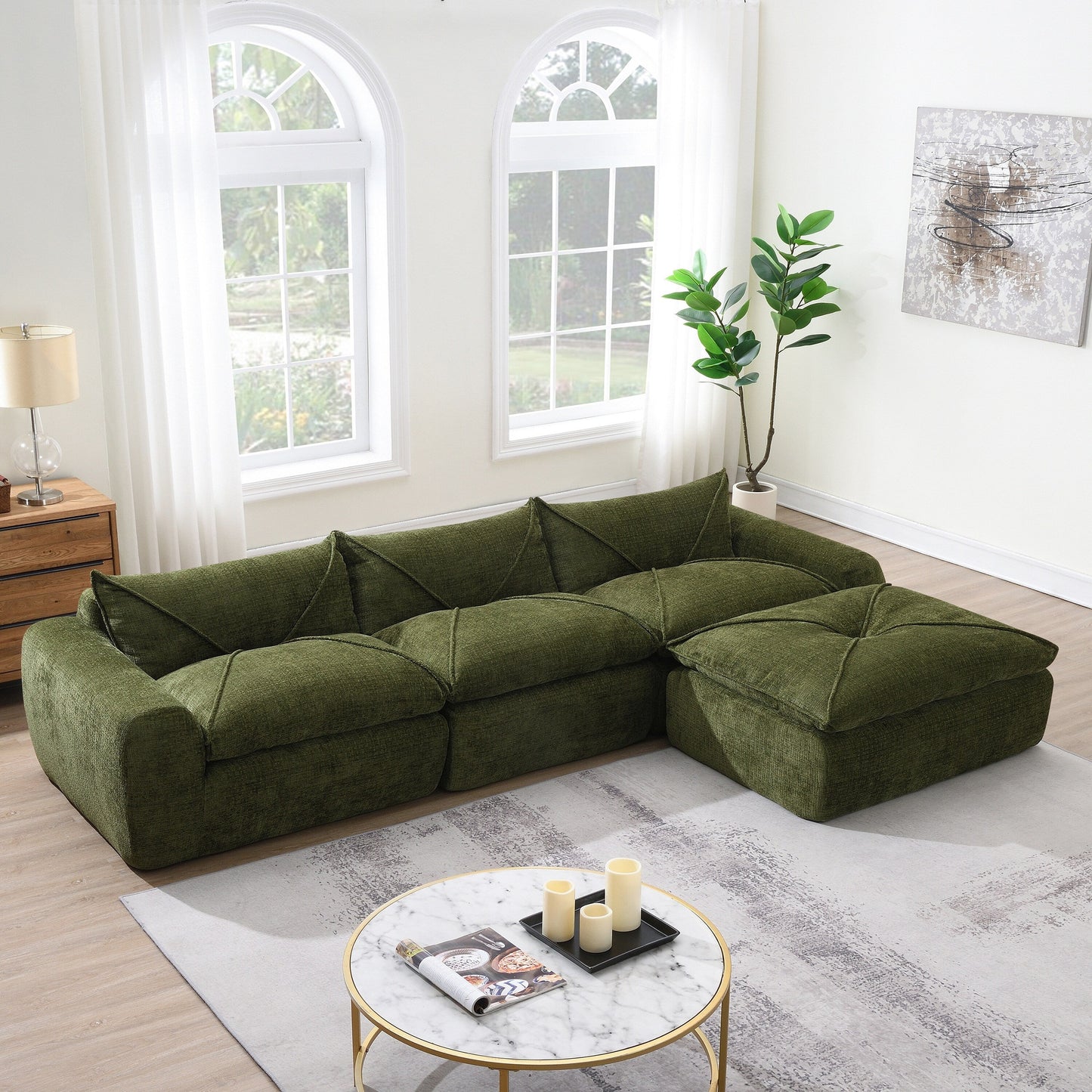 Roomfitters Fully Compressed Sofa with High-Density Foam, Legless Frame-Free Seat and Backrest, No Assembly Needed