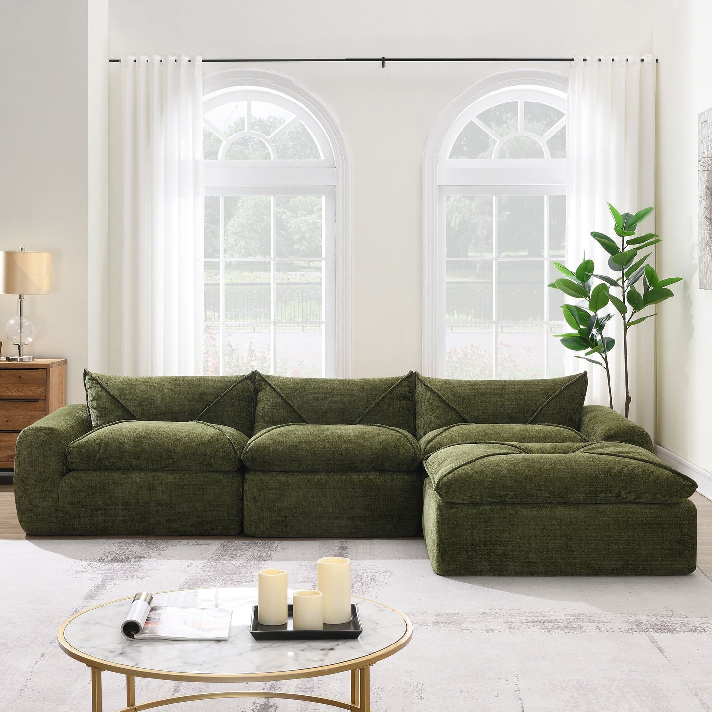 Roomfitters Fully Compressed Sofa with High-Density Foam, Legless Frame-Free Seat and Backrest, No Assembly Needed