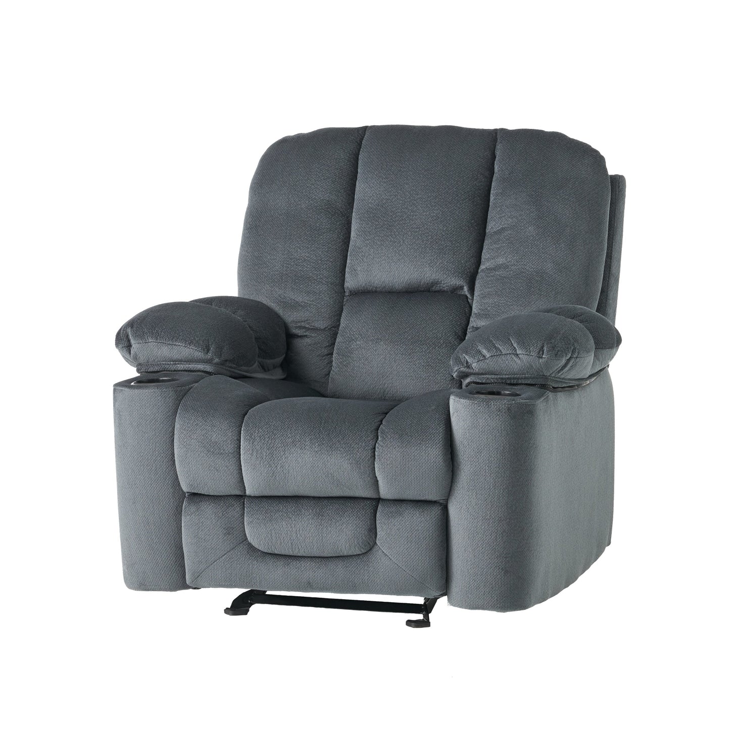 Roomfitters Luxurious Manual Recliner Chair in Chocolate with Skin-Friendly Fabric and Dual Cup Holders