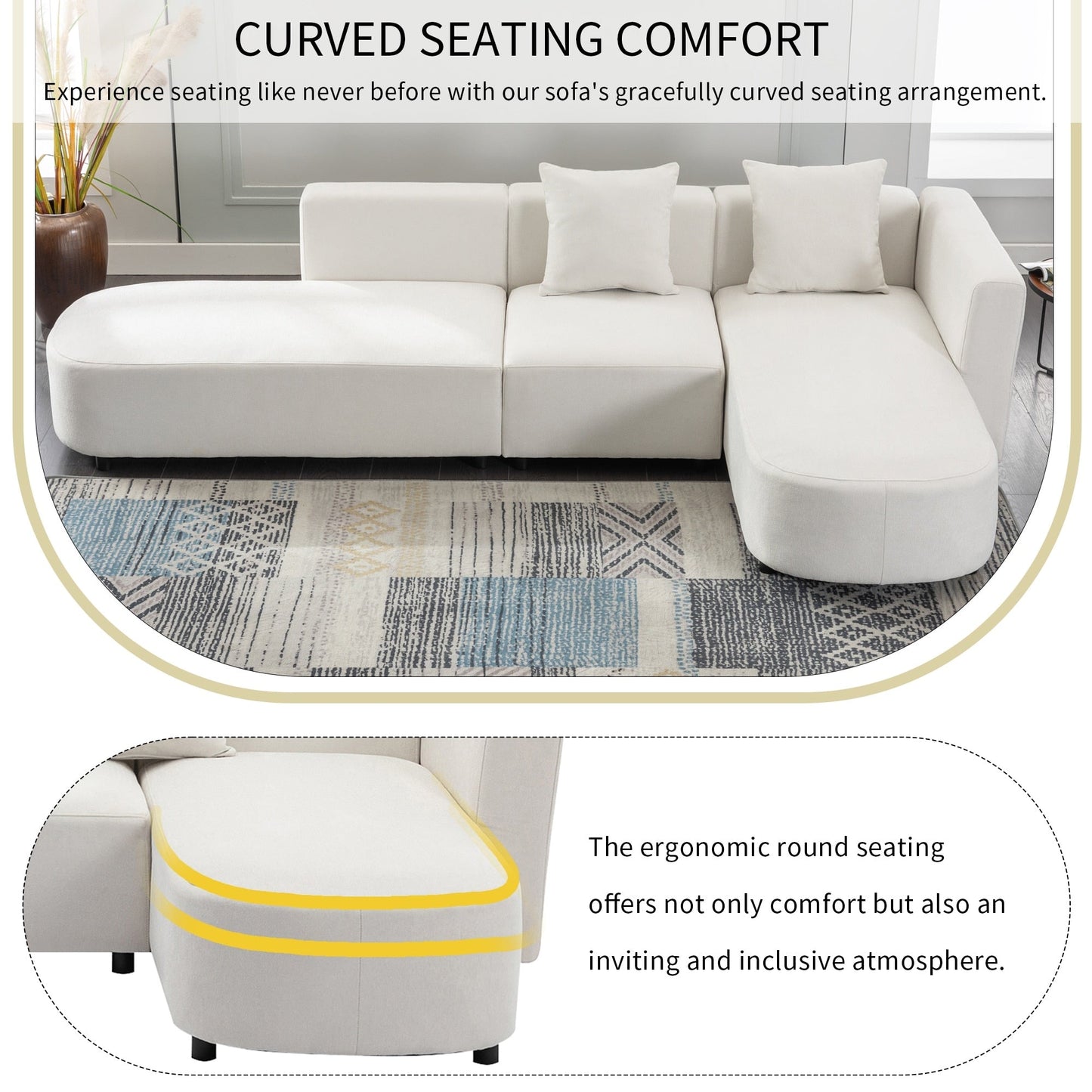 Roomfitters Luxury Modern Style Upholstery Sofa for Living Room, Elegant and Comfortable Design, Perfect for Any Living Space