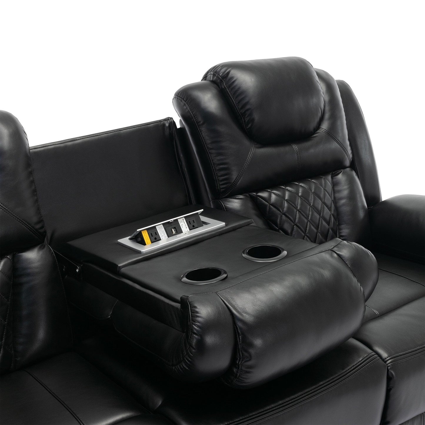 Roomfitters Manual Rocking Recliner Chair with Center Console, Perfect Home Theater Seating for Living Room