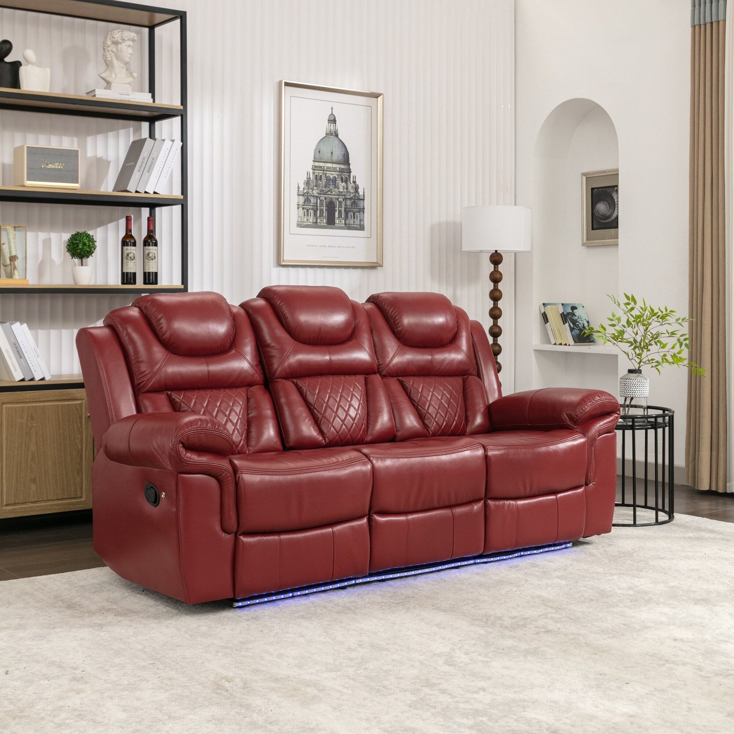 Roomfitters Manual Rocking Recliner Chair with Center Console, Perfect Home Theater Seating for Living Room