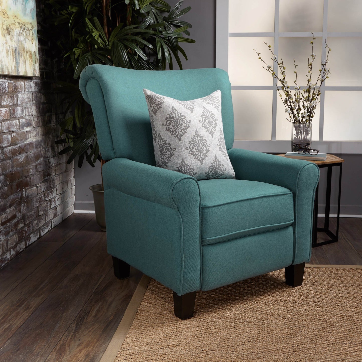 Roomfitters Manual Standard Recliner, Comfortable Lounge Chair for Living Room, Bedroom, Teal