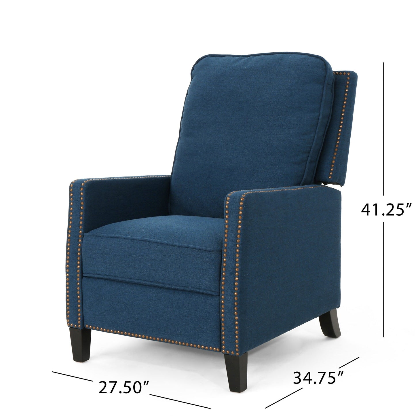 Roomfitters Manual Standard Recliner, Compact Recliner for Living Room, Bedroom, Navy Blue