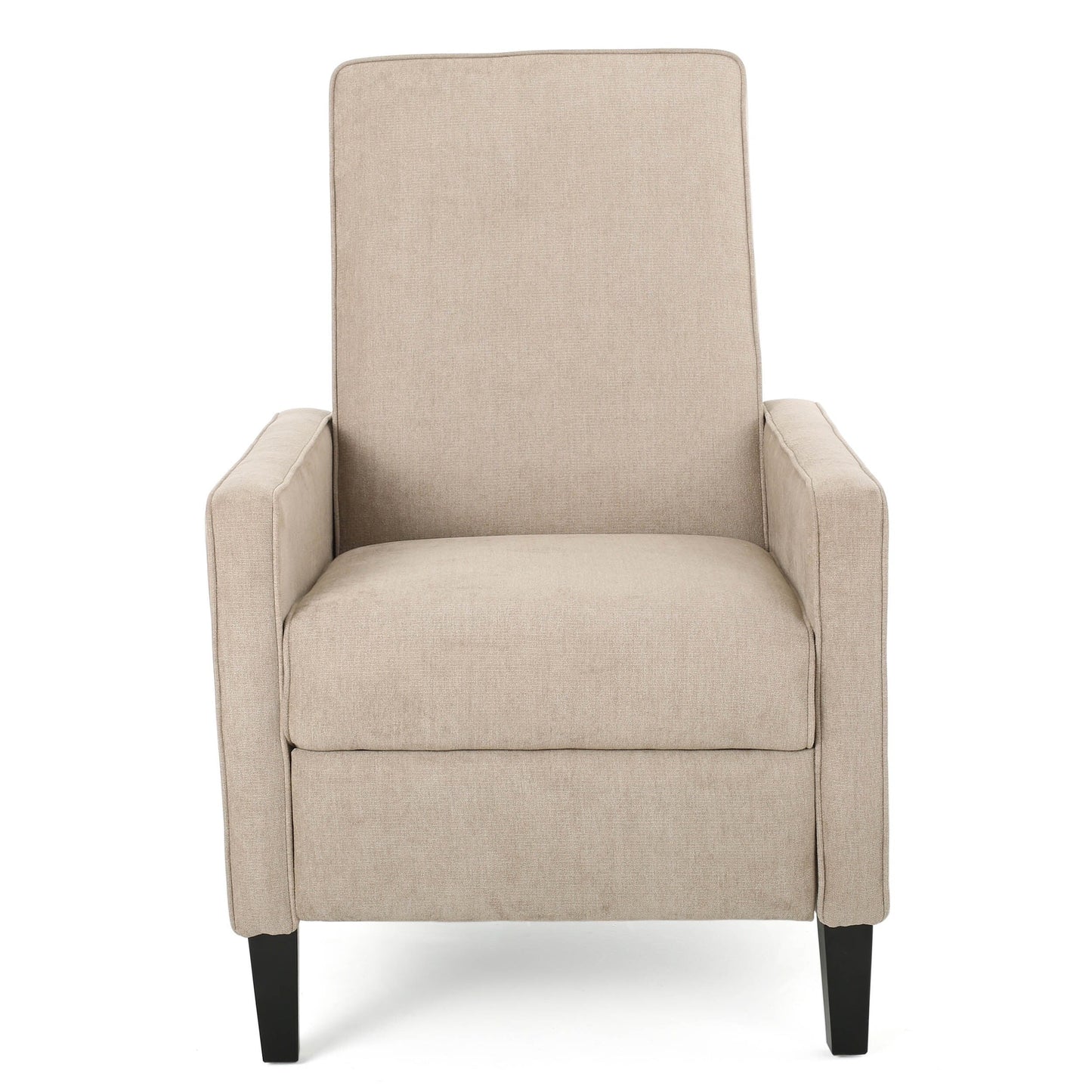 Roomfitters Minimalist Natural Linen Fabric Push Back Chair, Ergonomically Designed for Relaxation and Support, Natural