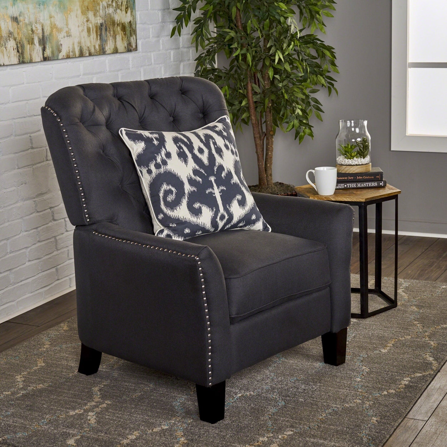 Roomfitters Modern Fabric Push Back Recliner, Comfortable Lounge Chair for Living Room, Bedroom