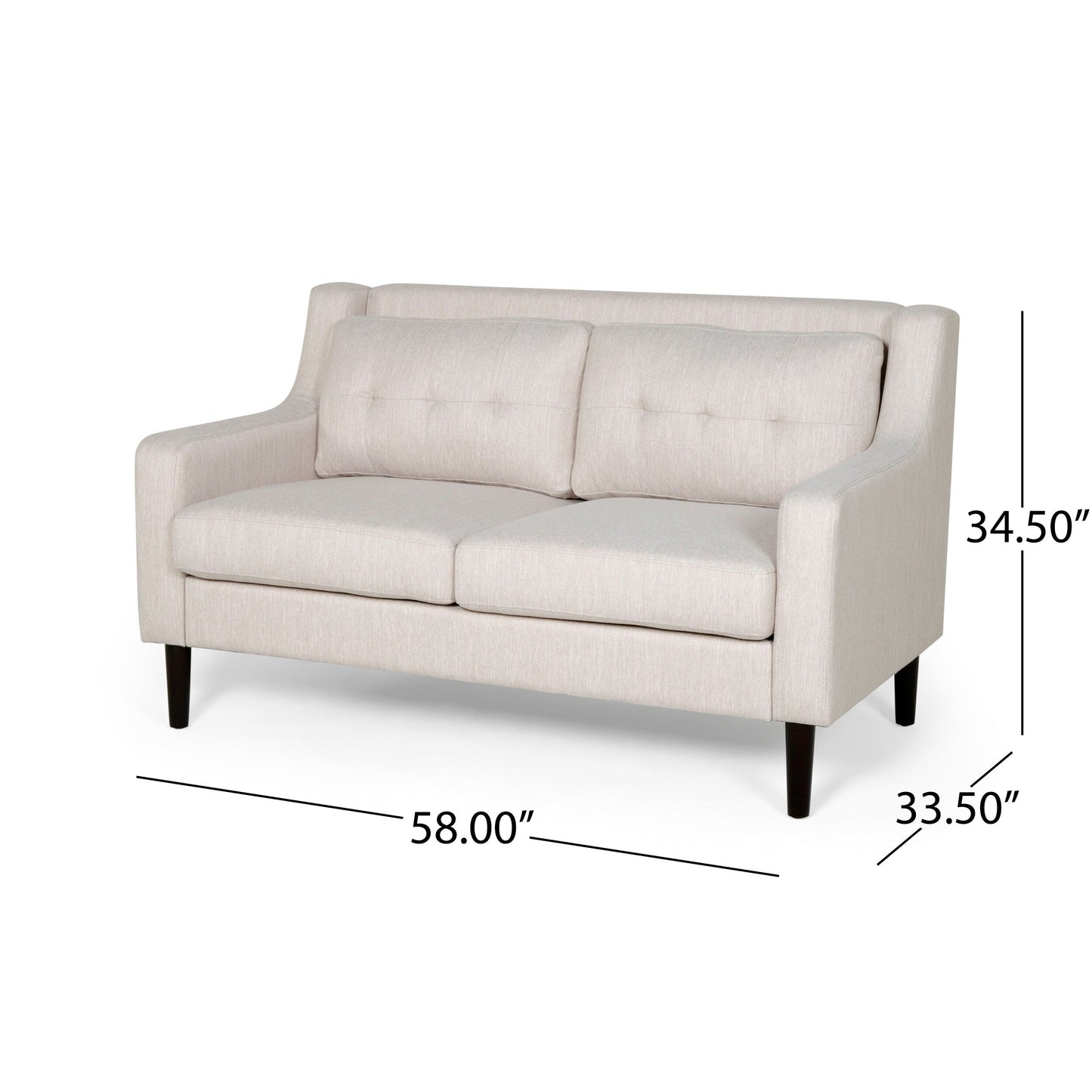 Roomfitters Modern Upholstered Sofa, Button-Tufted Couch with Curved Armrests and Comfortable Cushions