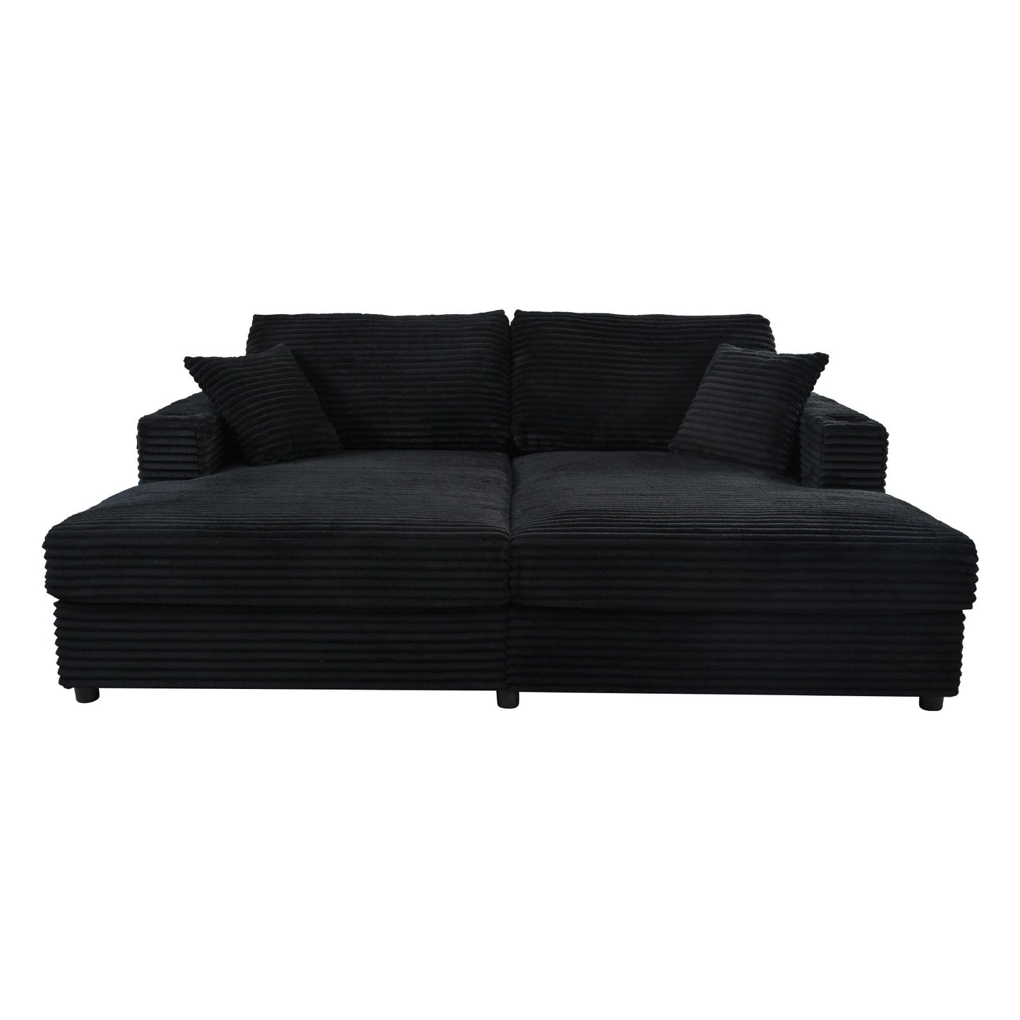 Roomfitters Oversized Loveseat Chaise Lounge Sectional Sofa Bed, Corduroy Sleeper with USB Ports, Cup Holders