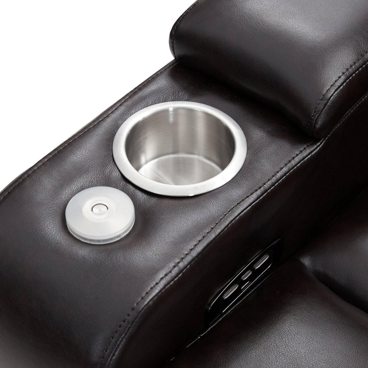 Roomfitters Power Motion Recliner with USB Charging Ports, Hidden Arm Storage, Two Cup Holders, and 360° Swivel Tray Table