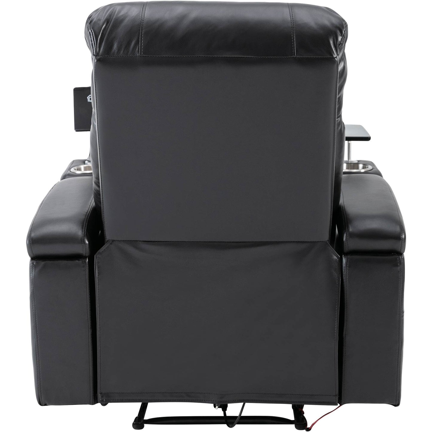 Roomfitters Premium Power Recliner with Storage Arms, Cup Holders, Swivel Tray Table, and Cell Phone Stand, Black