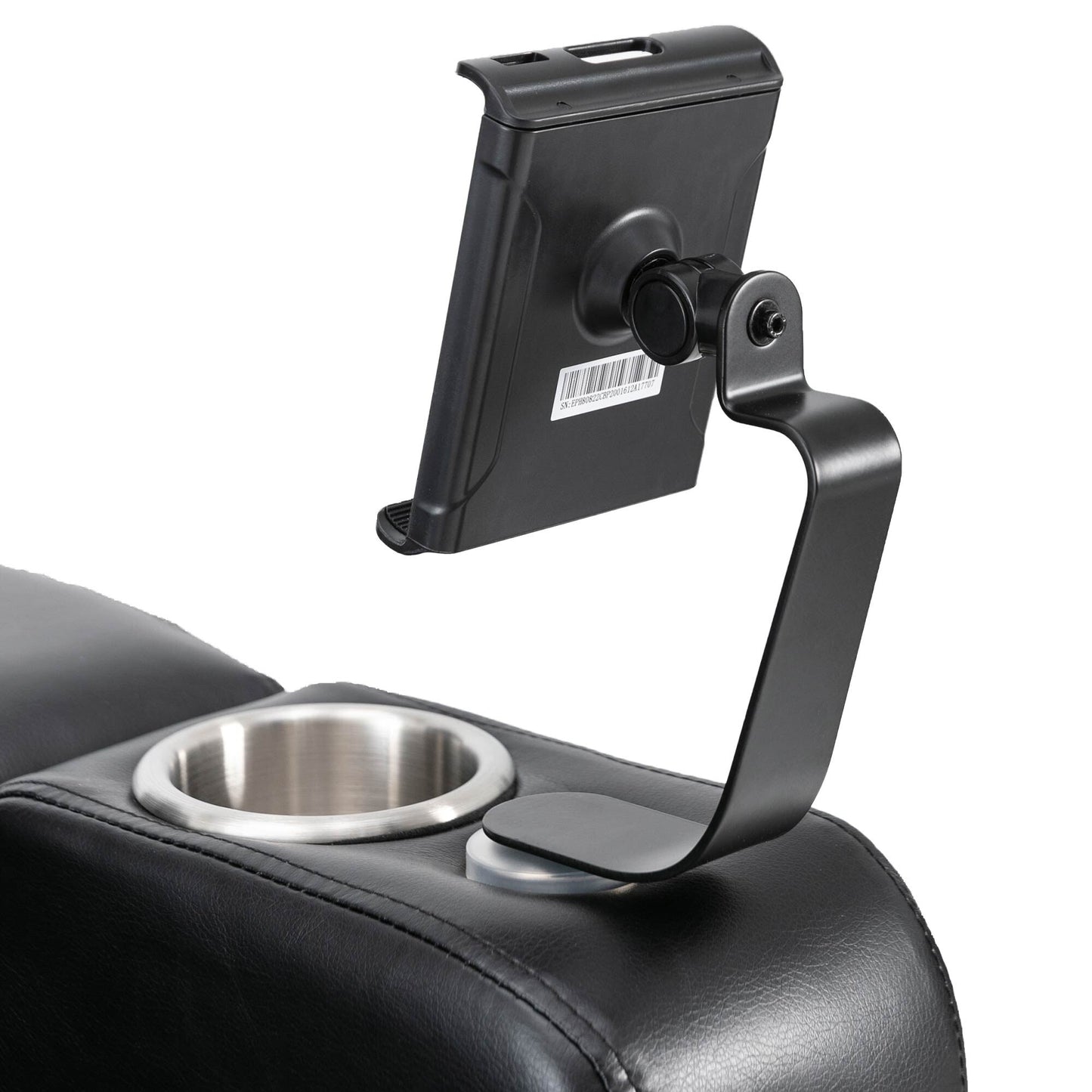 Roomfitters Premium Power Recliner with Storage Arms, Cup Holders, Swivel Tray Table, and Cell Phone Stand, Black