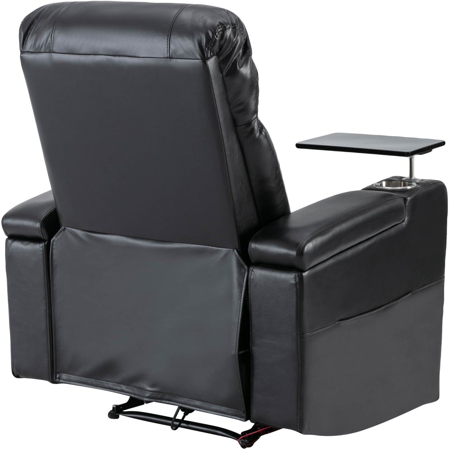Roomfitters Premium Power Recliner with Storage Arms, Cup Holders, Swivel Tray Table, and Cell Phone Stand, Black