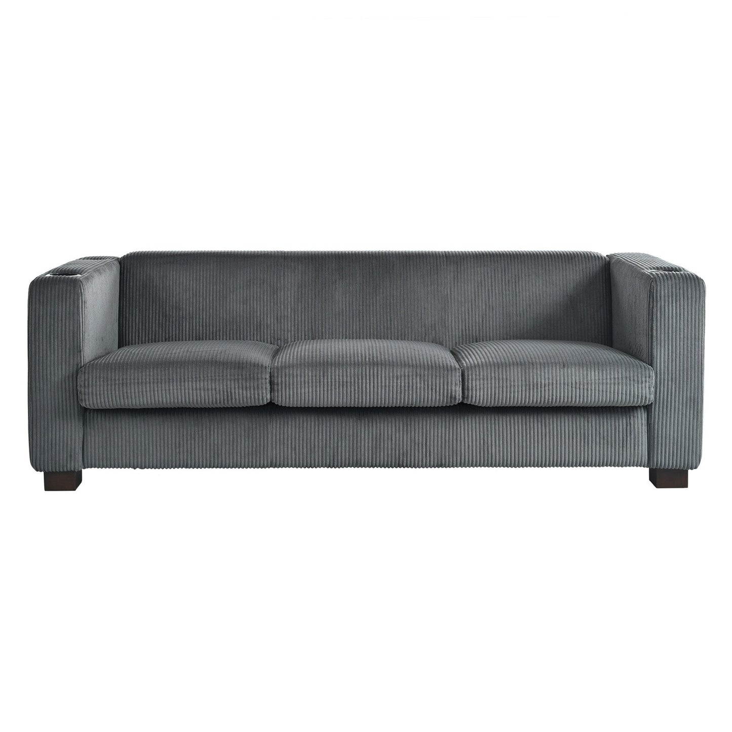 Roomfitters Ribbed Corduroy 3-Seater Track-Arm Sofa, Contemporary Living Room Couch