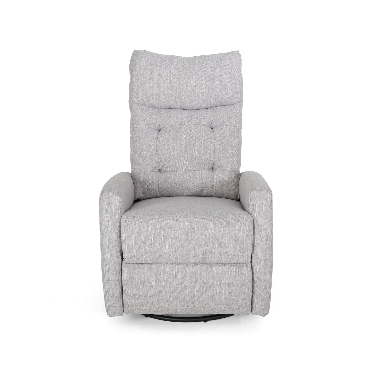 Roomfitters Swivel Recliner Chair with Tufted Back and Metal Base, Push-Back Reclining Lounge Chair for Living Room