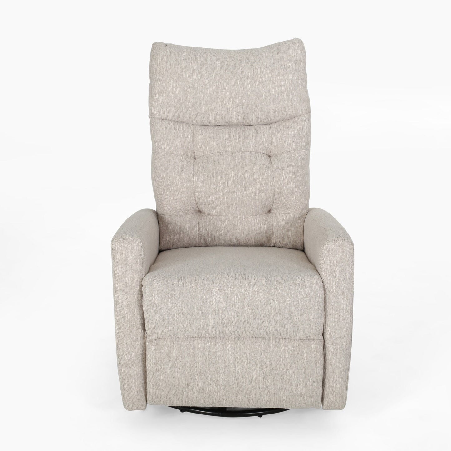 Roomfitters Swivel Recliner Chair with Tufted Back and Metal Base, Push-Back Reclining Lounge Chair for Living Room