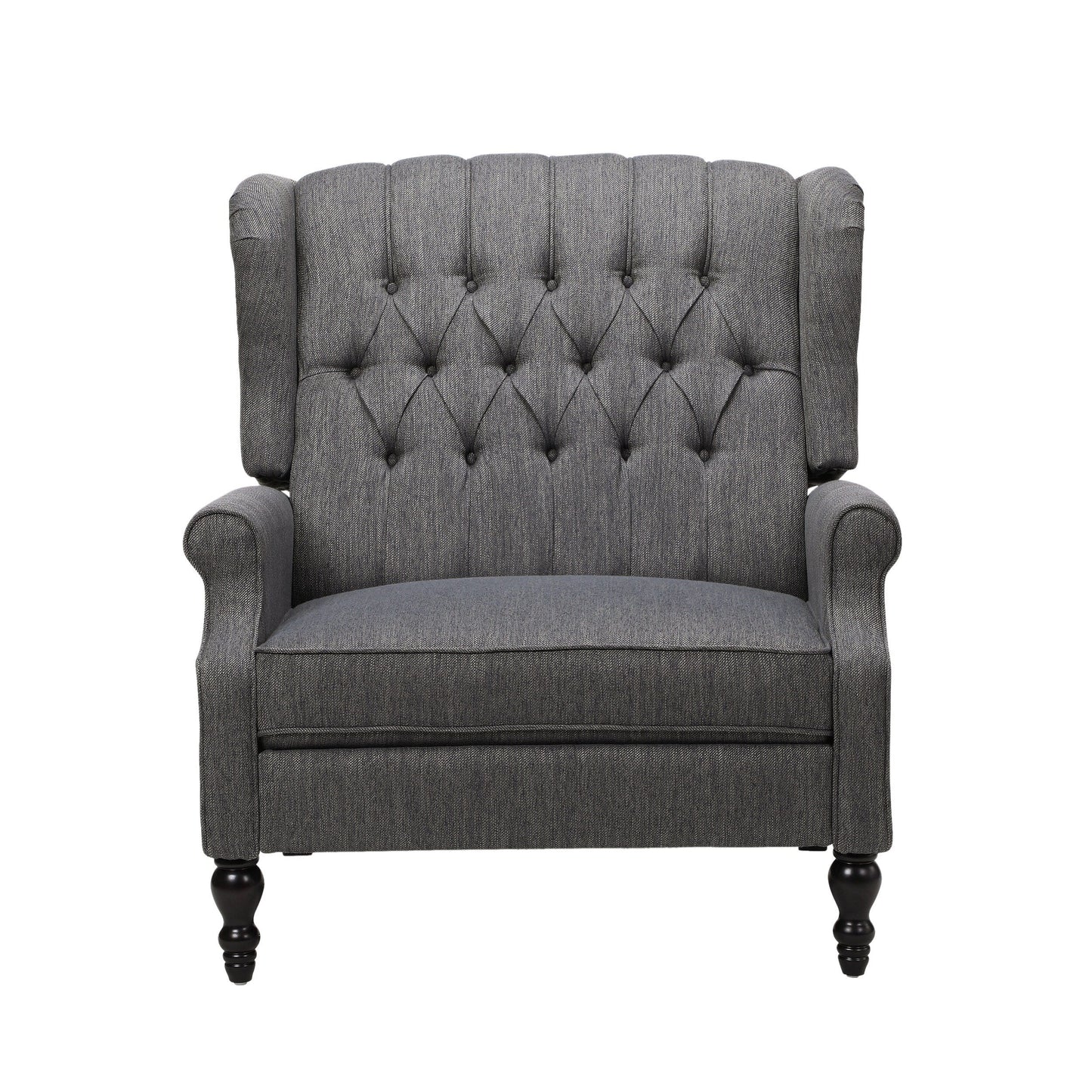 Roomfitters Tufted Wingback Recliner Chair with Rolled Arms and Turned Wood Legs, Lounge Accent Chair for Living Room