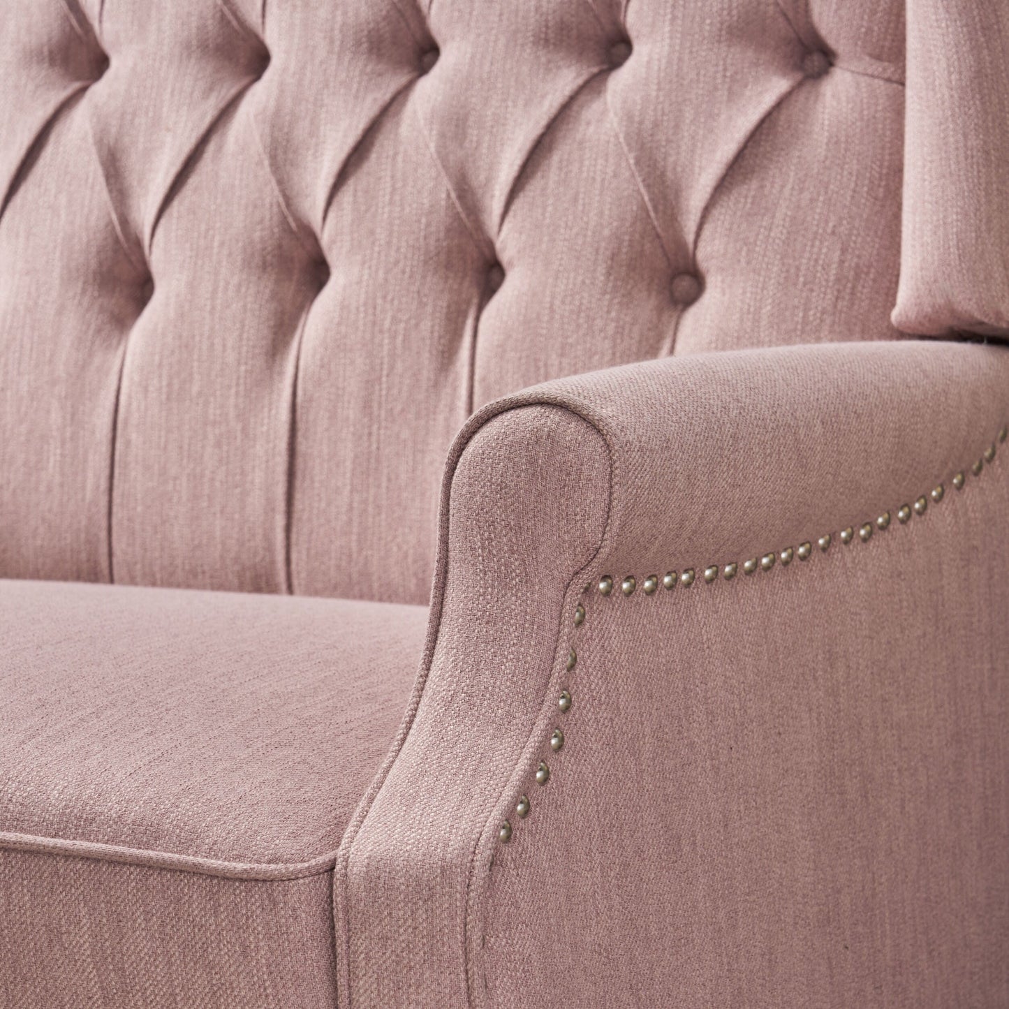 Roomfitters Tufted Wingback Recliner Chair with Rolled Arms and Turned Wood Legs, Lounge Accent Chair for Living Room